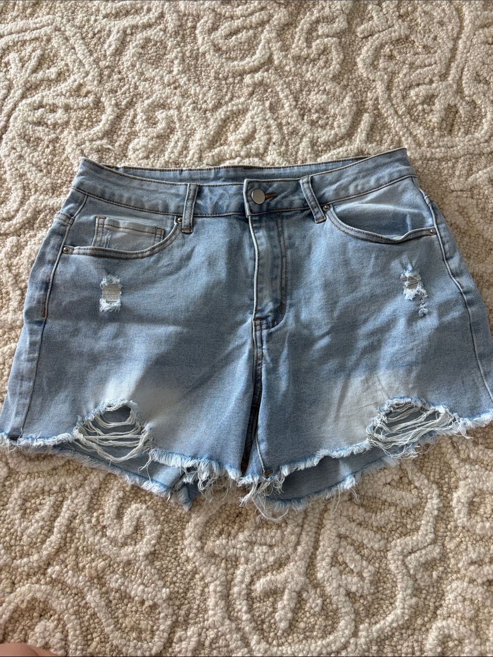 Light Blue Distressed Denim Women’s Shorts